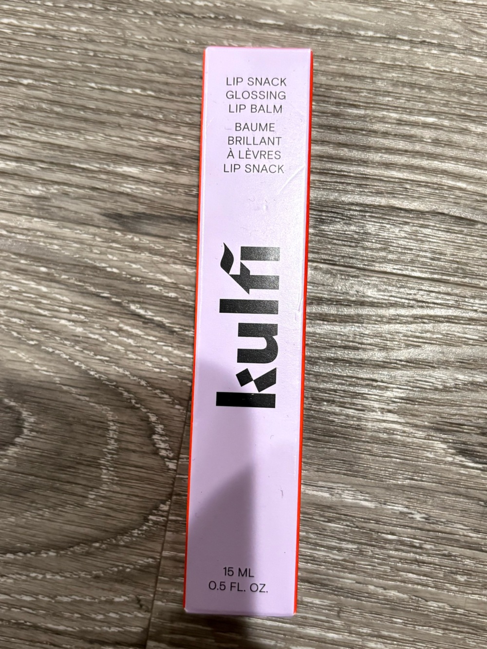 Kulfi Lip Snack Glossing Balm — Pale Pink Box with Red Trim